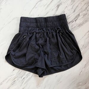 Free People Movement Black Smocked Running Shorts